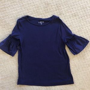 Loft purple tee shirt with embellished sleeve